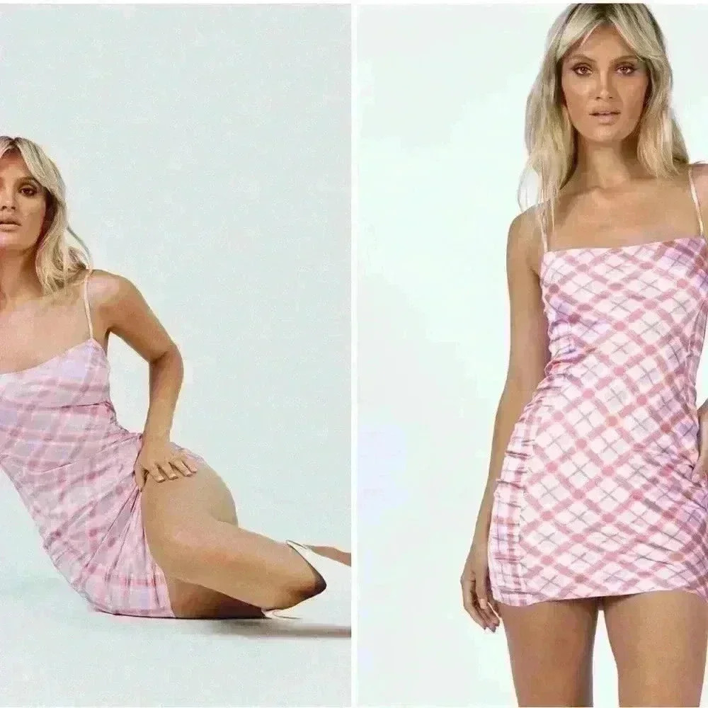 Princess Polly Pastel Pink Checkered Mini Dress